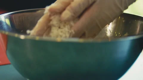 Coconut flakes rolled into ball Stock Footage 274635771