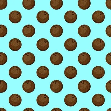 Coconut flat seamless pattern on blue background. イラスト素材