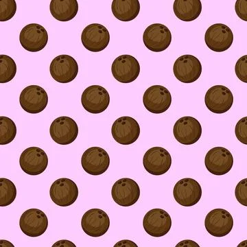 Coconut flat seamless pattern on pink background. イラスト素材