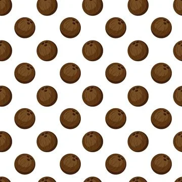 Coconut flat seamless pattern on white background. Illustrazione stock