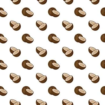 Coconut flat seamless pattern on white background. イラスト素材