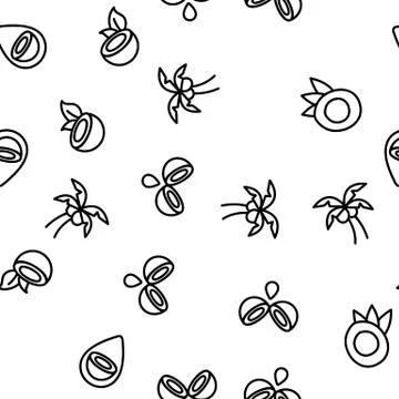 Coconut Food Vector Seamless Pattern イラスト素材