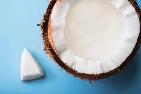 Coconut fruit on a blue Stock Photos