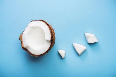 Coconut fruit on a blue Stock Photos