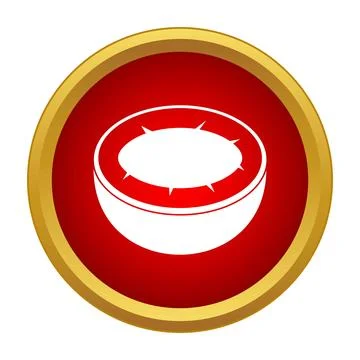 Coconut fruit half inside red circle icon Stock Illustration
