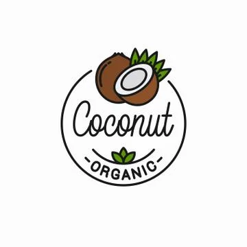 Coconut fruit logo. Round linear of coconut slice Illustrazione stock