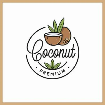 Coconut fruit logo. Rounded line of coconut slice Stock Illustration