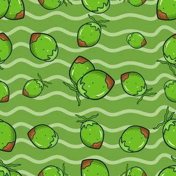 Coconut Fruit Seamless Pattern in Cartoon Style. Perfect For Background, Ba.. Stock Illustration
