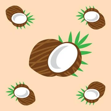 Coconut fruit seamless for pattern fabric, simple coconut fruit cute repeat.. Stock Illustration