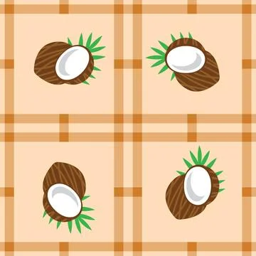 Coconut fruit seamless for pattern fabric, simple coconut fruit cute repeat.. Stock Illustration