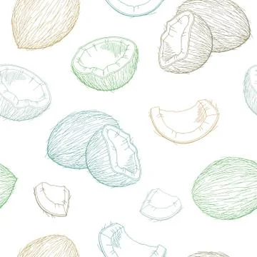 Coconut graphic color seamless pattern sketch illustration vector イラスト素材