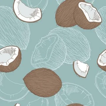 Coconut graphic color seamless pattern sketch illustration vector Stock Illustration