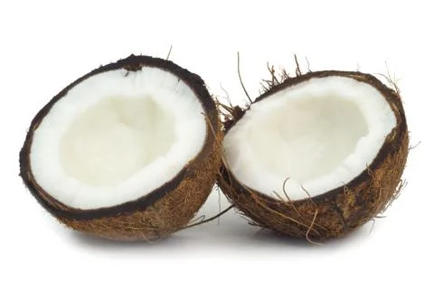 Coconut half isolated on white background Stock Photos