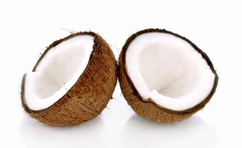 Coconut with half isolated on white Background Foto stock