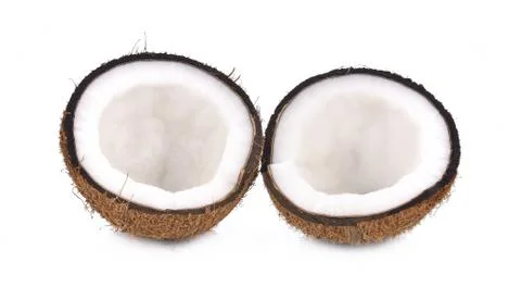 Coconut with half isolated on white Background Stock Photos