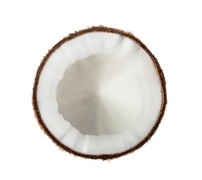 Coconut Half isolated on white background. Top view. Stock Photos