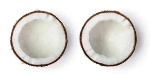 Coconut Half isolated on white background. Top view. Stock Photos