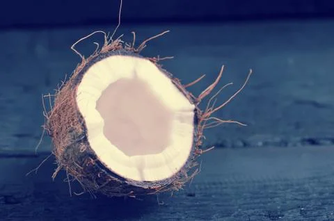 Coconut half with space for text Stock Photos