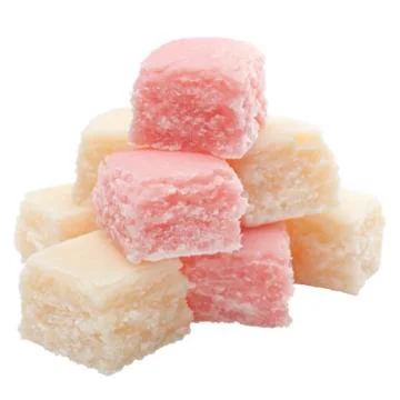 Coconut ice on white Stock Photos