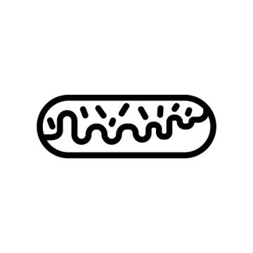 Coconut icing donut side view icon vector outline illustration Stock Illustration