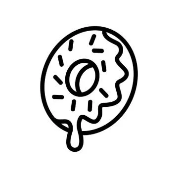 Coconut icing donut side view icon vector outline illustration Stock Illustration