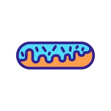 Coconut icing donut side view icon vector outline illustration Stock Illustration
