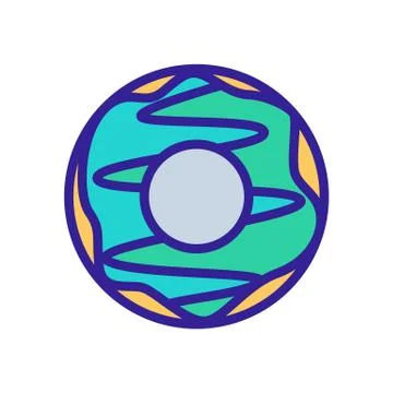 Coconut icing donut side view icon vector outline illustration Stock Illustration