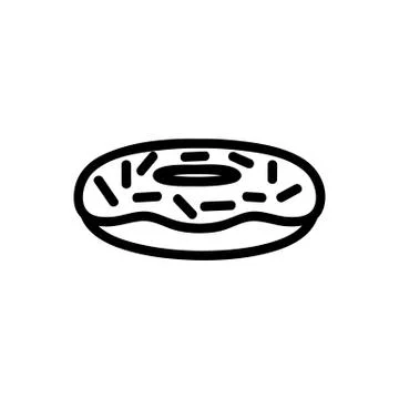 Coconut icing donut top view icon vector outline illustration Stock Illustration