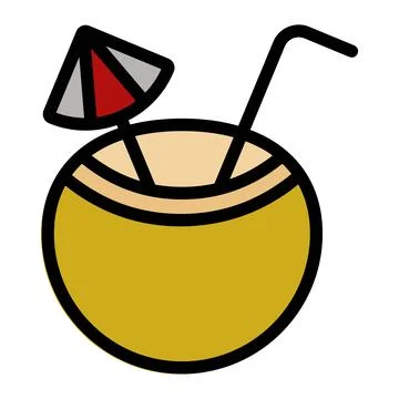 Coconut Icon in Flat Outline Style. Isolated on White Background Stock Illustration