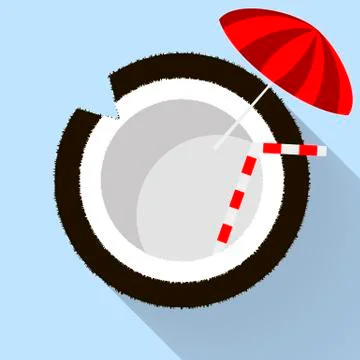 Coconut icon in a flat style Stock Illustration