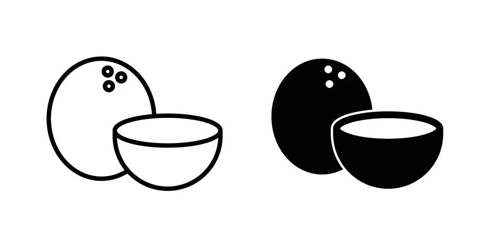 Coconut icon vector concepts, line and silhouette style Stock Illustration