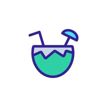 Coconut icon vector. Isolated contour symbol illustration 스톡 일러스트