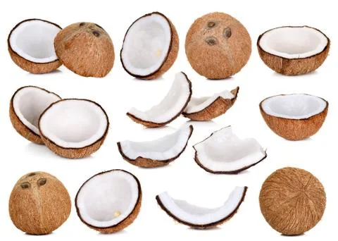 Coconut isolated on the white background Stock Photos