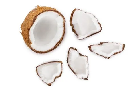 Coconut isolated on white background. Top view. Flat lay Foto stock