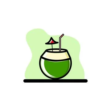 Coconut Juice Drink Vector Icon Illustration Concept Design Stock Illustration