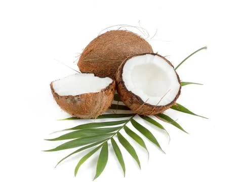 Coconut with leaves Foto stock