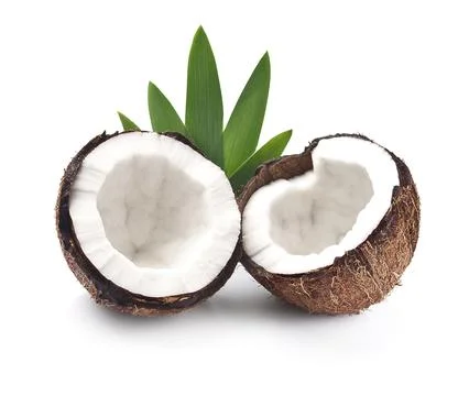 Coconut with leaves Stock Photos