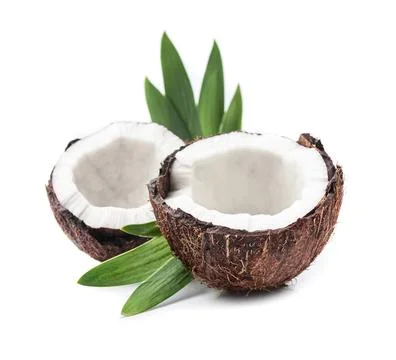 Coconut with leaves Stock Photos