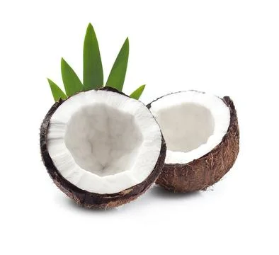 Coconut with leaves Foto stock