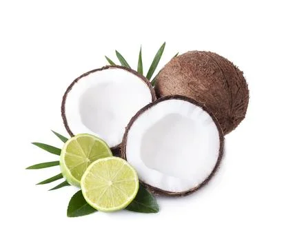Coconut with lime citrus Foto stock