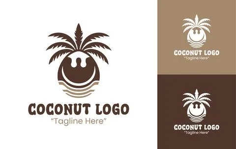 Coconut Logo Minimal Premium Refreshment Badge Stock Illustration