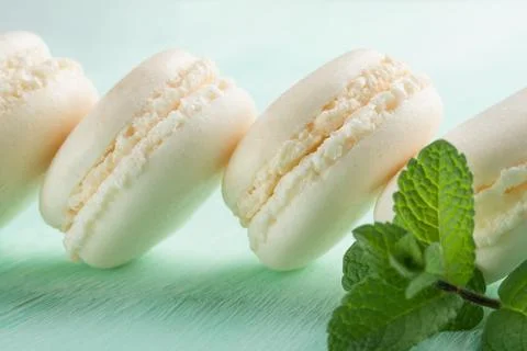 Coconut macaroons with mint. Macro Stock Photos