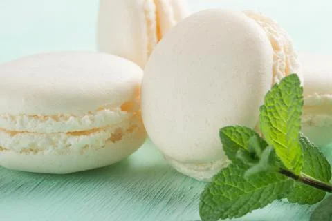 Coconut macaroons with mint. Macro Stock Photos