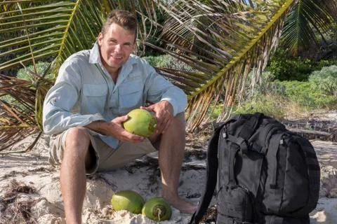 Coconut man 스톡 사진