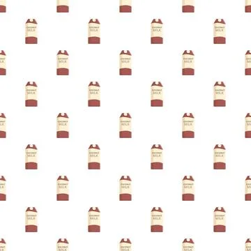 Coconut milk cartons pattern symbolizing healthy vegan beverage Stock Illustration