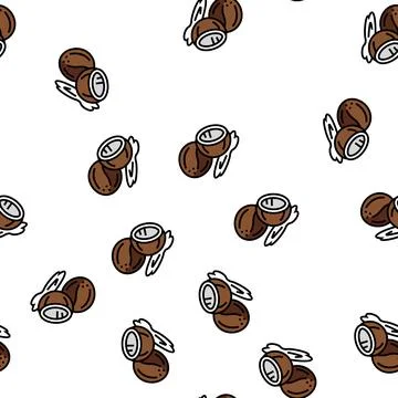 Coconut milk cut vector seamless pattern Illustrazione stock