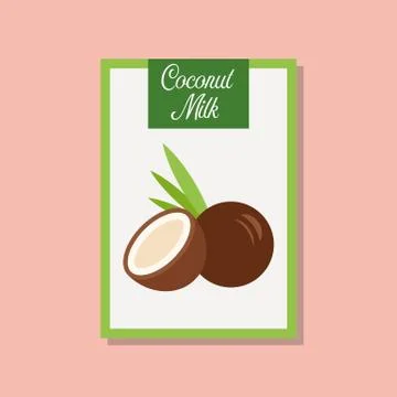 Coconut milk icon in flat style Stock Illustration