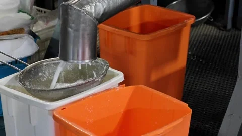 Coconut milk making process in the market. Stock Footage 310035658