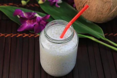 Coconut milk with tapioca Stock Photos