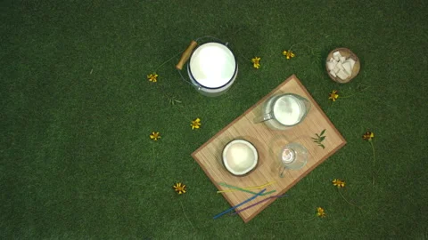 Coconut milk. Top view. Видео 122588616